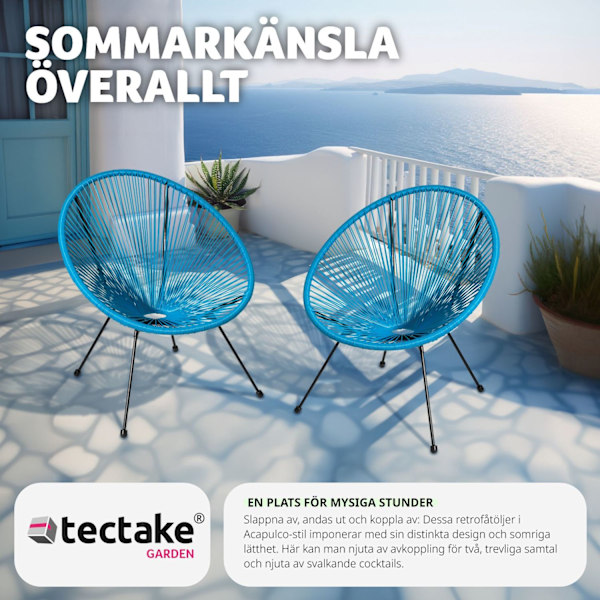 tectake 2 trädgårdsstolar Santana Retro i Acapulco-stil Blå