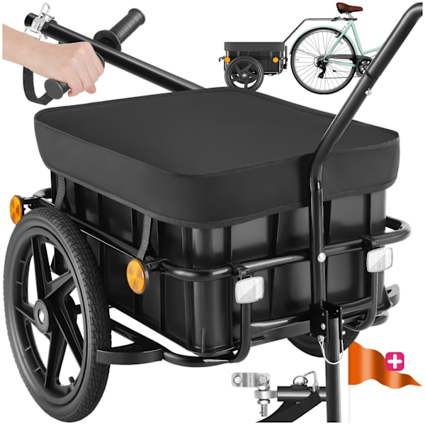 tectake Cykelvagn CargoXpress, multifunktionell, upp till 50kg Svart