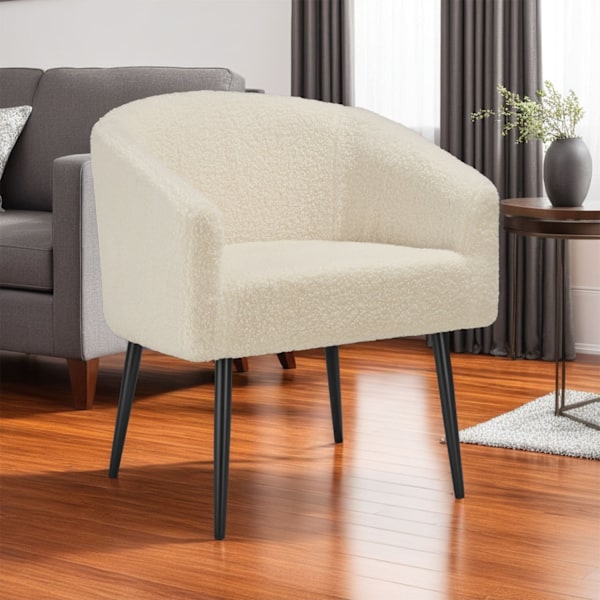 tectake Fåtölj Mysig beige, tjock stoppning med bouclé-tyg Grädde