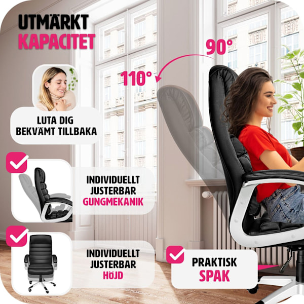 tectake Skrivbordsstol Paul Svart