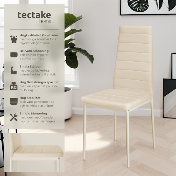 tectake Matstolar konstläder -  Uppsättning om 6 Beige