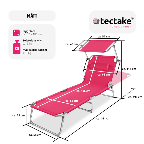 tectake Solsäng Chloé Rosa