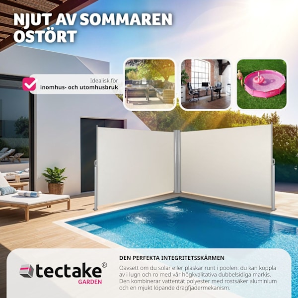tectake Sidomarkis dubbel i Aluminium - 180 x 600 cm Beige
