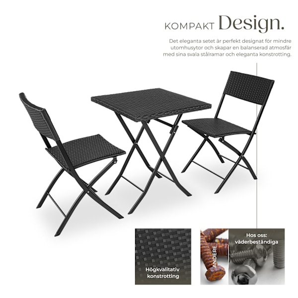 tectake Cafegrupp Trevi i konstrotting Svart
