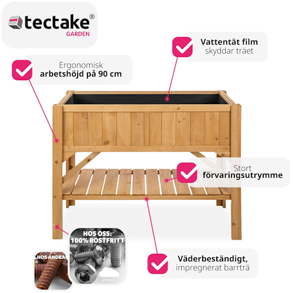 tectake Planteringslåda med förvaring Brun