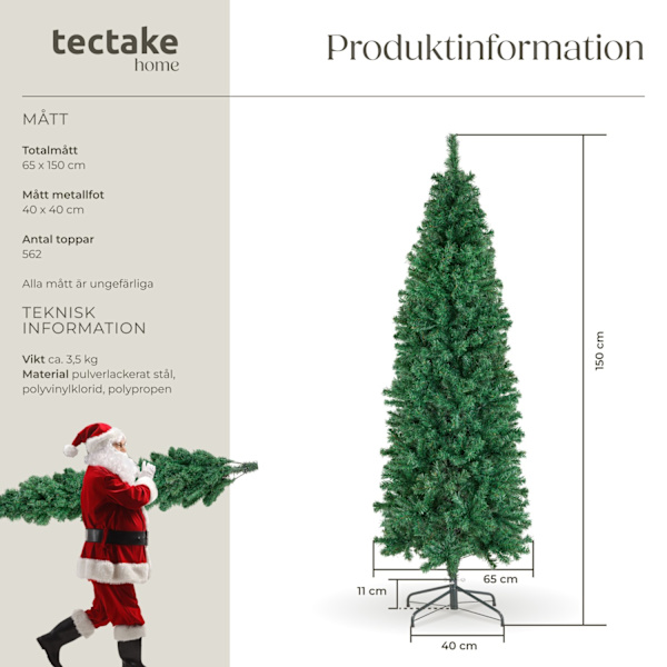 tectake Konstgjord julgran Comet, naturtrogen design - 150 cm Grön
