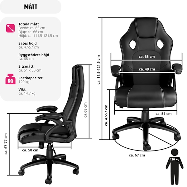 tectake Gamingstol Tyson Svart