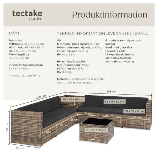 tectake Loungeset Verona i konstrotting Natur