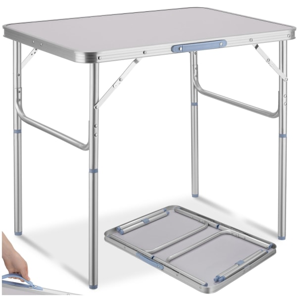 tectake Campingbord i aluminium, hopfällbart 75 x 55 x 68cm grå