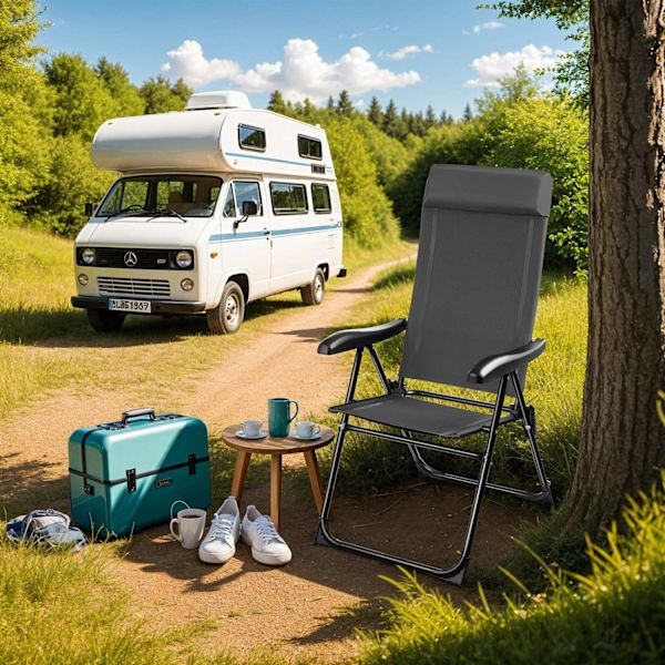 tectake Hopfällbar campingstol Müritz - Uppsättning om 4 Grafitgrå