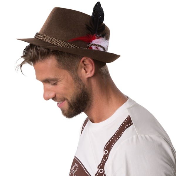 tectake Brun traditionell bayersk hatt med fjäder Brun