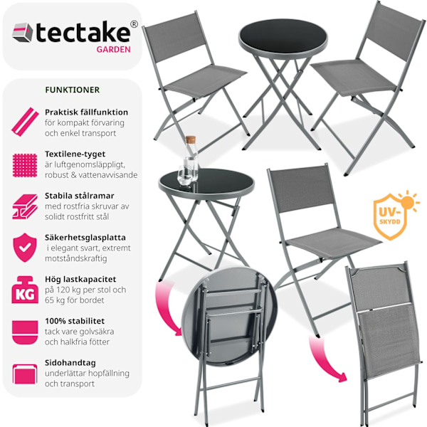 tectake Caféset Düsseldorf grå