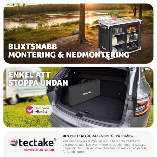 tectake Campingkök Deluxe med 6 fack Svart