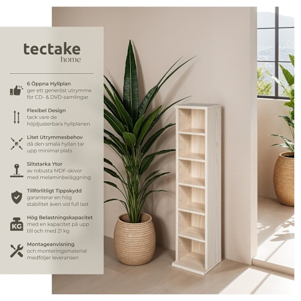 tectake CD-hylla för 102 CD-skivor Bok