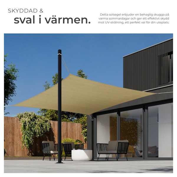 tectake Solsegel i polyeten kvadratiskt, beige - 300 x 300 cm Beige