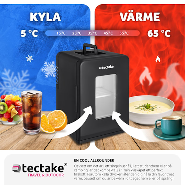 tectake Bärbart mini-kylskåp med 2 i 1 funktion 27x31x41cm Svart