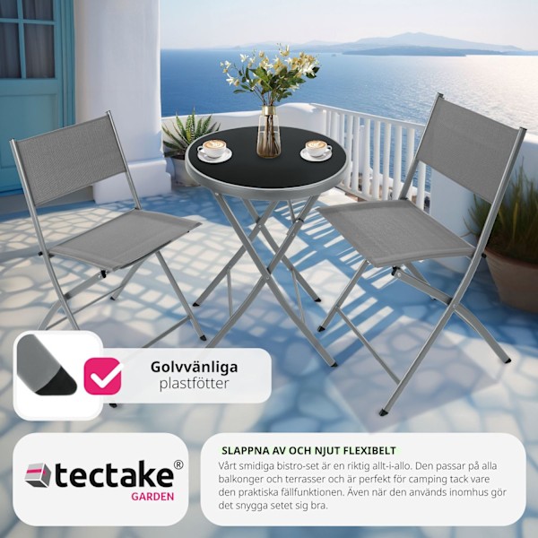 tectake Caféset Düsseldorf grå