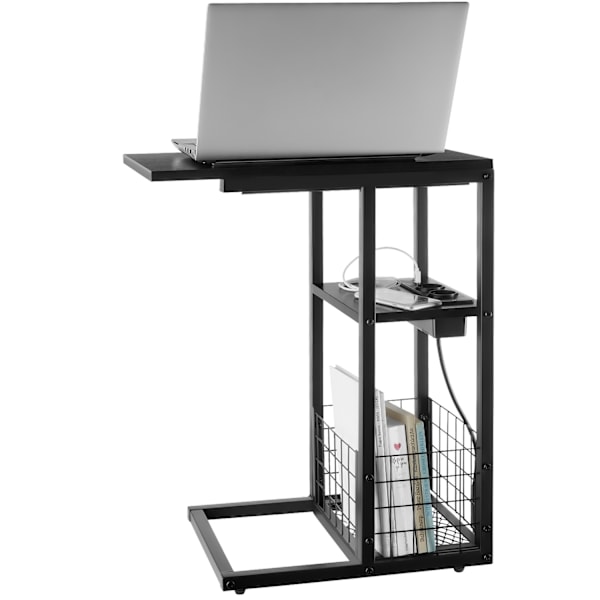 tectake Datorbord Rhea, C-form, med laddstation Svart