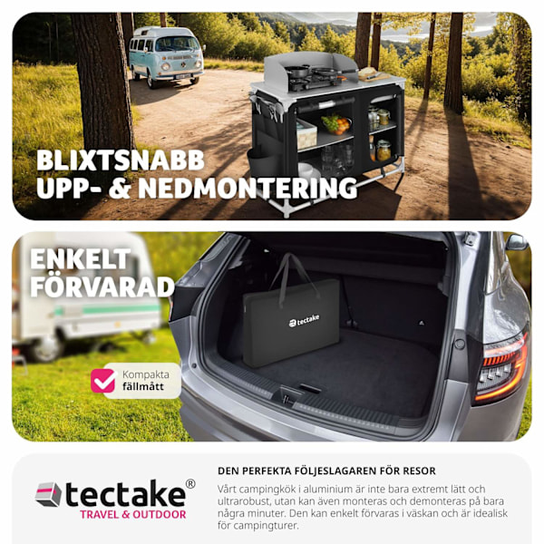 tectake Campingkök Lyx med 4 fack Svart