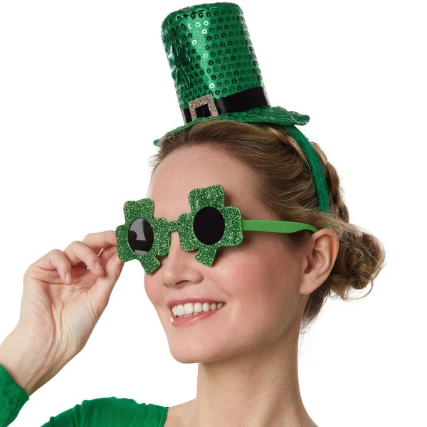 tectake St. Patrick’s Day roliga glasögon klöverblad med färgade Grön