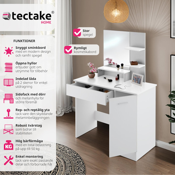 tectake Sminkbord Zoe Vit