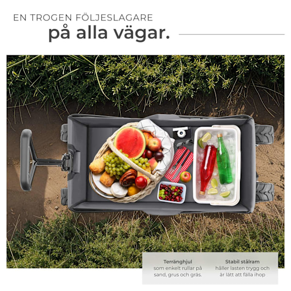 tectake Hopfällbar skrinda med breda däck, lastvagn med kapacitet 80kg grå