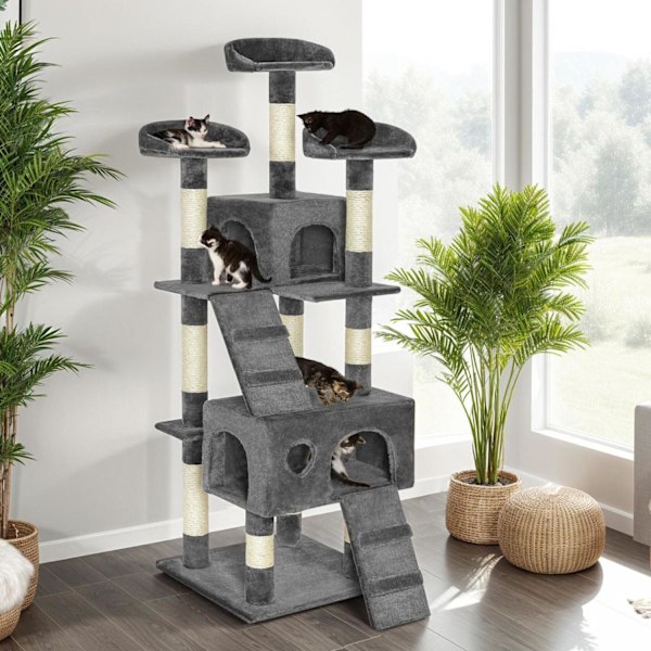 tectake Katt klösträd, klösmöbel Mogli grå