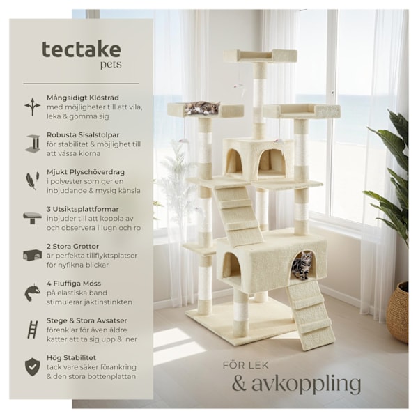 tectake Katt klösträd, klösmöbel Barney Beige