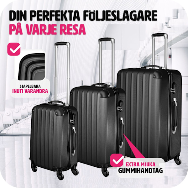 tectake Hårda resväskor i 3-set Svart