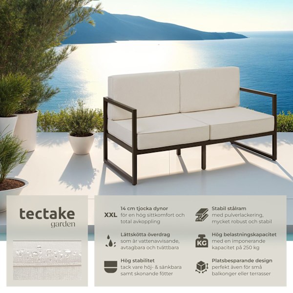tectake 2-sits loungesoffa Comosa Beige