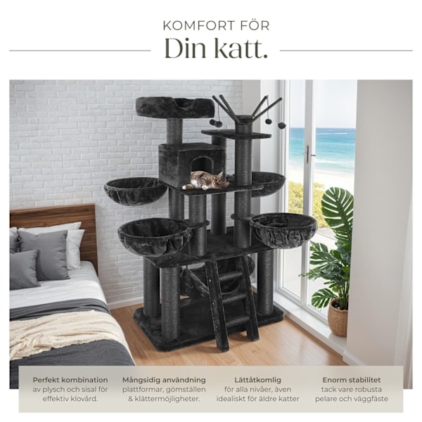 tectake Katt klösträd, klösmöbel Gismo Svart