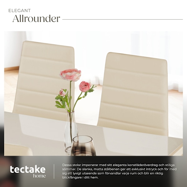 tectake Matstolar konstläder -  Uppsättning om 8 Beige