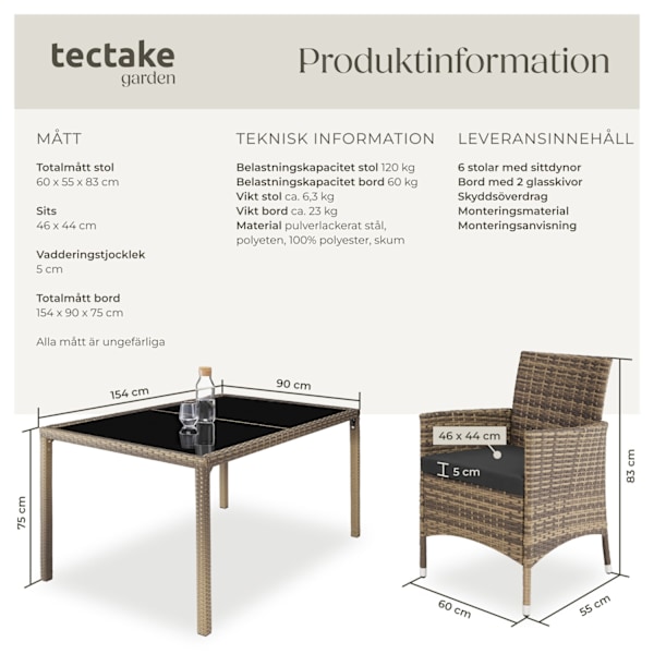 tectake Matgrupp i konstrotting Mörkgrå