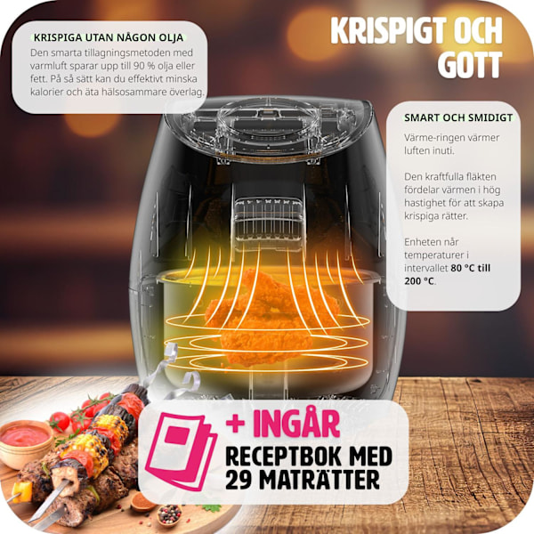 tectake Airfryer Mitch 3,6 L Svart