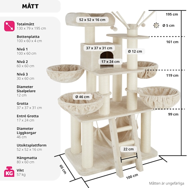 tectake Katt klösträd, klösmöbel Gismo Vit