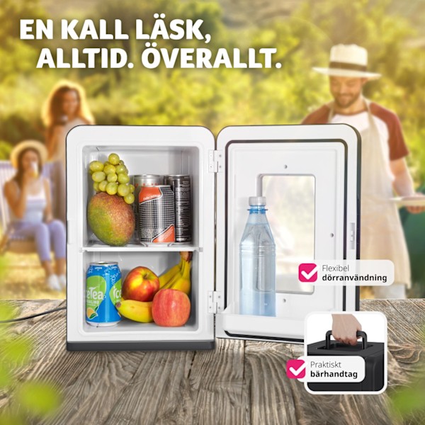 tectake Bärbart mini-kylskåp med 2 i 1 funktion 27x31x41cm Svart