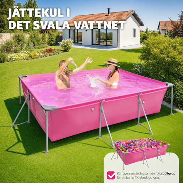 tectake Pool fyrkantig 300 x 207 x 70 cm Rosa