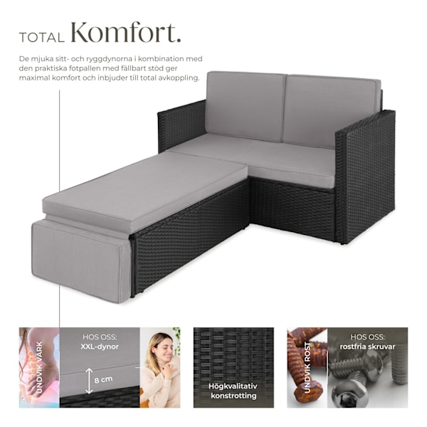 tectake Loungesoffa Korfu grå