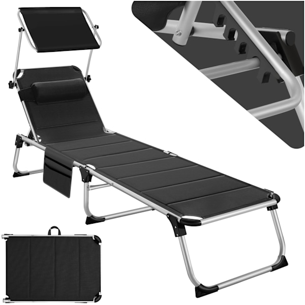 tectake Solstol Lorella, vadderad, hopfällbar Svart