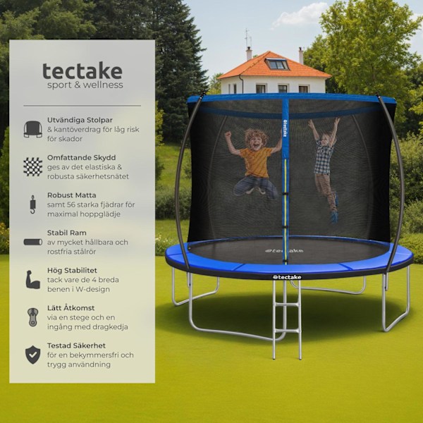 tectake Studsmatta Jumpy med skyddsnät - 305 cm Blå