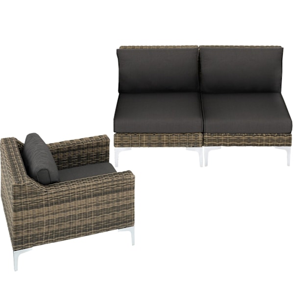 tectake Modulärt loungeset Villanova Aluminium Set 3 2-sits grå