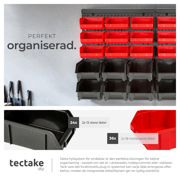 tectake 2-set Sortimentlåda med 30 fack Svart