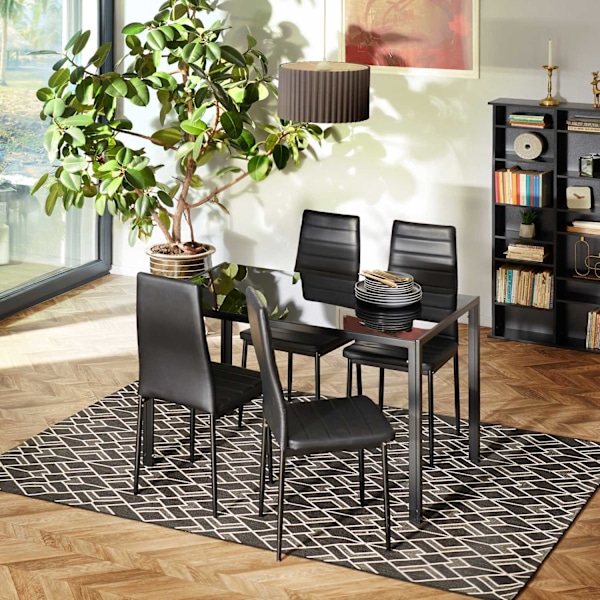 tectake Matgrupp Berlin 4+1 Svart