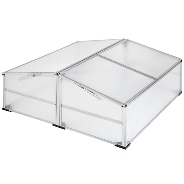 tectake Drivhus i aluminium med låsbart tak - 102 x 102 x 41 / 31 cm Transparent