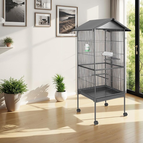 tectake Fågelbur 162cm hög Grafitgrå