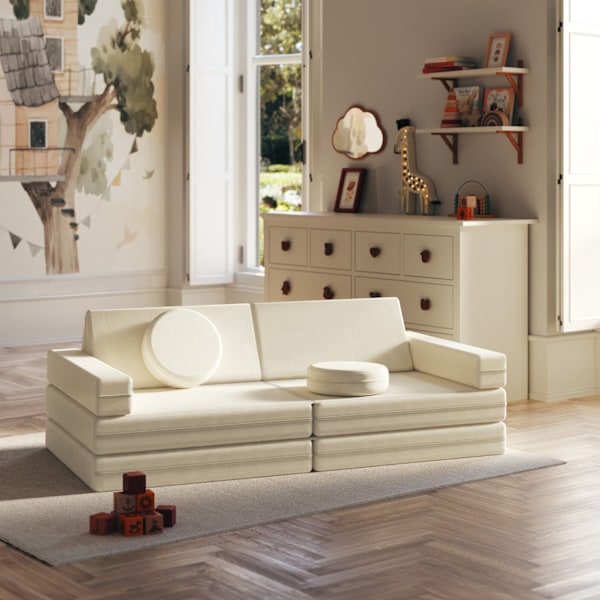 tectake Leksoffa Lilly, 8-delad, med sovfunktion - 120 cm Beige