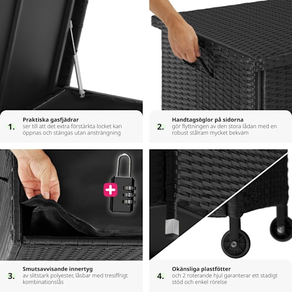 tectake Dynbox Kiruna med lock Svart