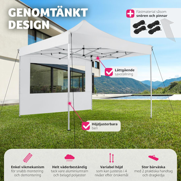 tectake Paviljong Olivia 3x3m med 4 väggar Vit