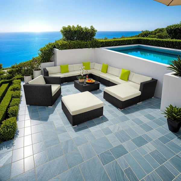tectake Loungeset Las Vegas i konstrotting Svart