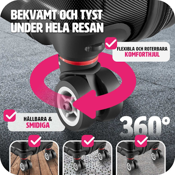 tectake Resväskor 3 stycken set i hardcase, Hårda resväskor Svart
